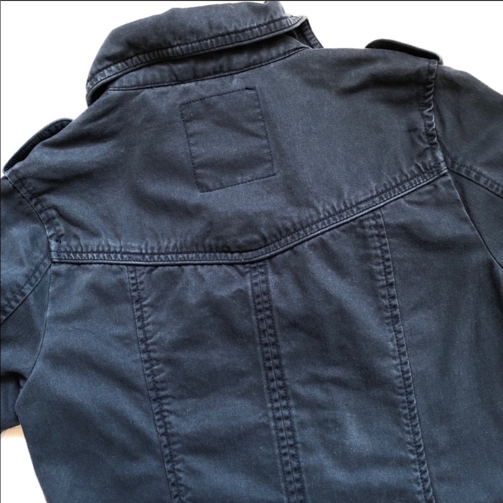 American Eagle Outfitters Navy Blue Utility Jacket Adjustable Collar Coa… - Picture 8 of 12